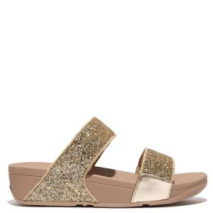 FitFlop Lulu Glitter Slide Latte Beige