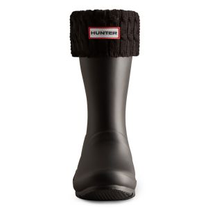 Hunter 6 Stitch Cable Short Boot Sock Black