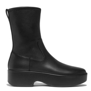 FitFlop F-LUMA Stretch Leather Demi-Wedge Mid-Calf Boots