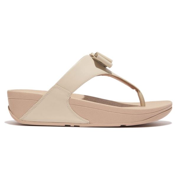 FitFlop Lulu Bow Leather Stone Beige